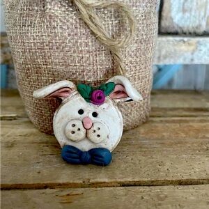 Easter Bunny Polymer Clay Lapel Pin NEW!